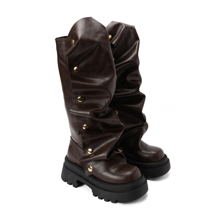 Brava — Ruffle Armor Boot- Black