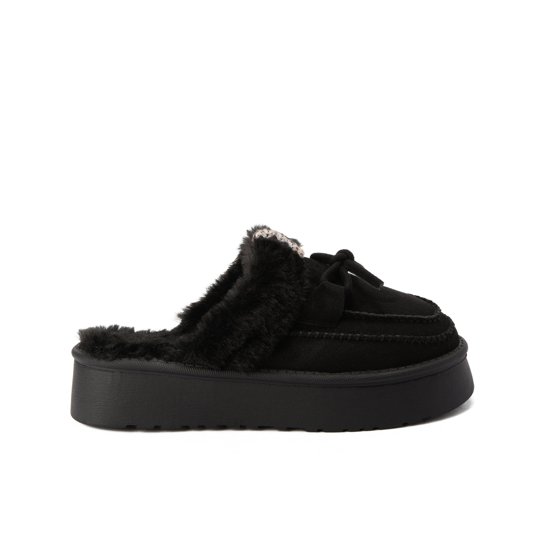 Brava Cozy Noir Fur Mule- Black