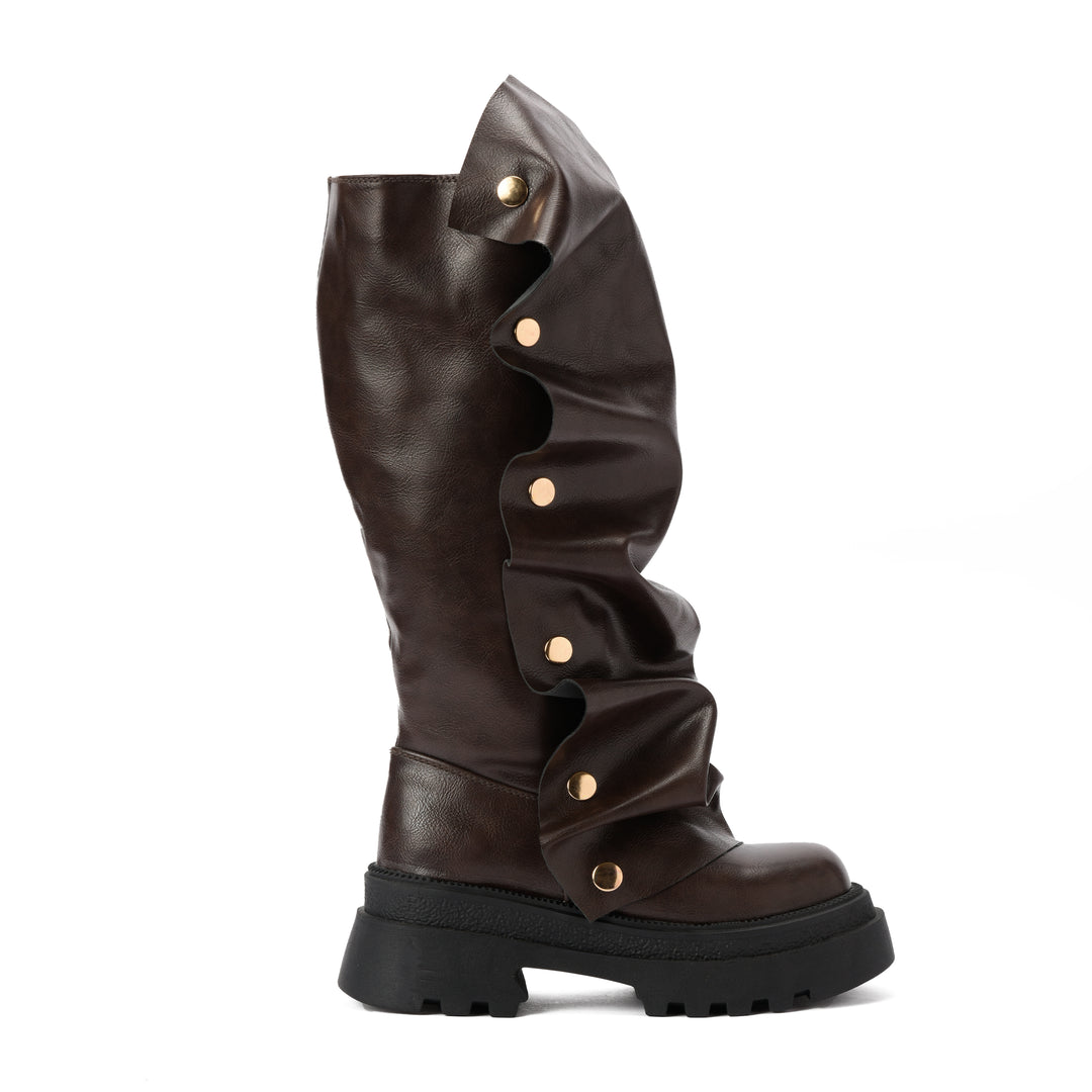 Brava — Ruffle Armor Boot- Black
