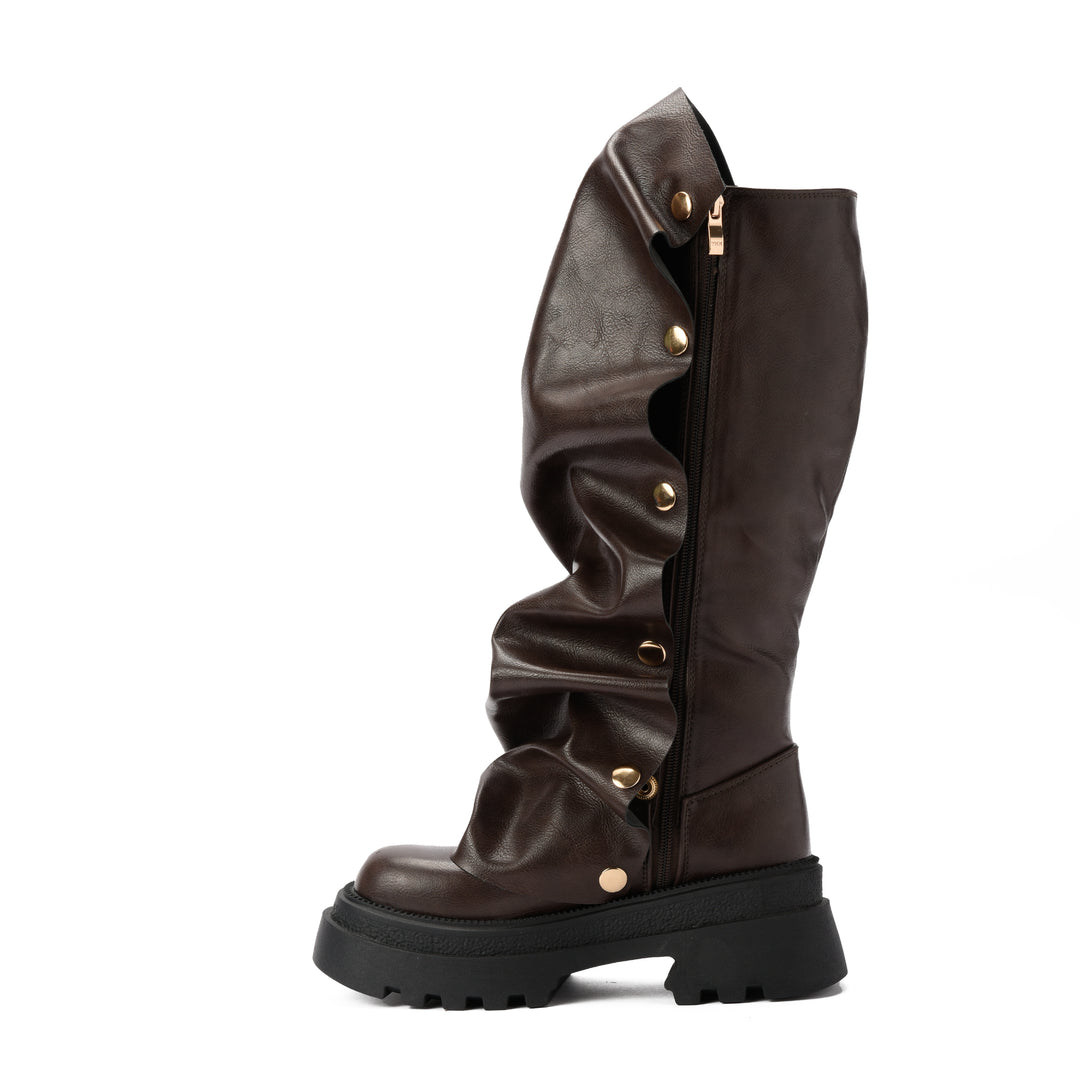 Brava — Ruffle Armor Boot- Black