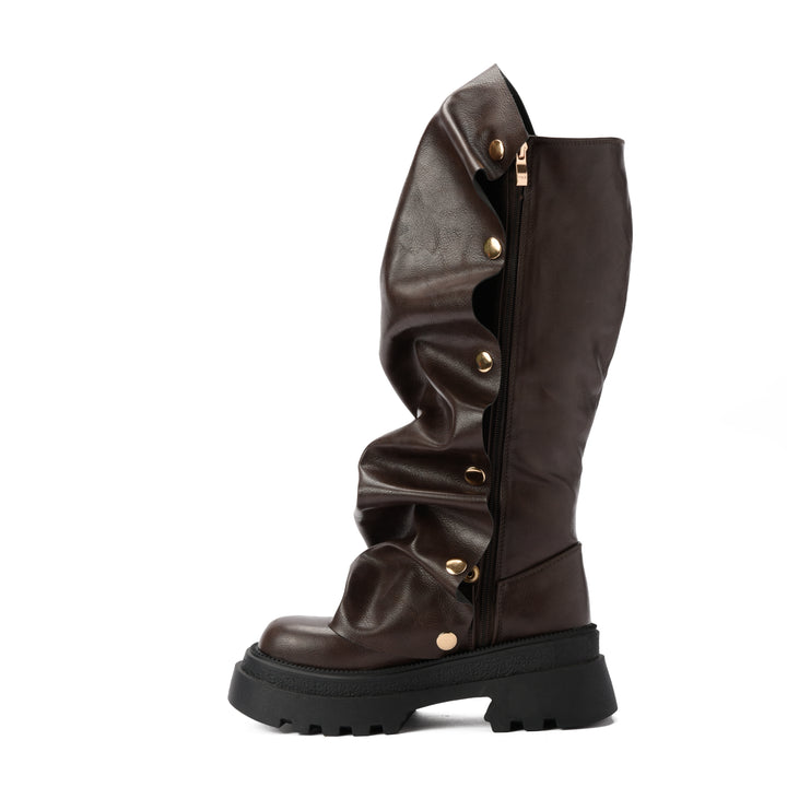 Brava — Ruffle Armor Boot- Black
