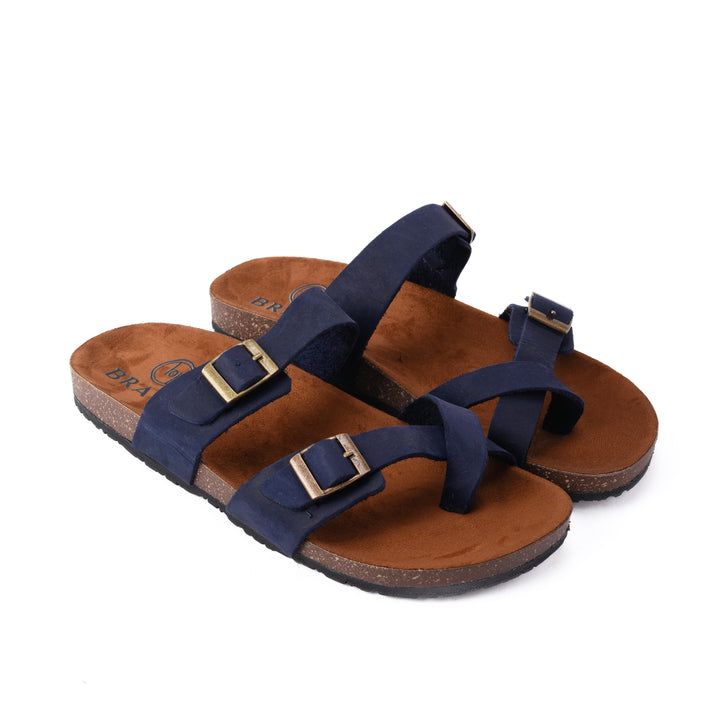 Double Buckled Toe Slipper Blue