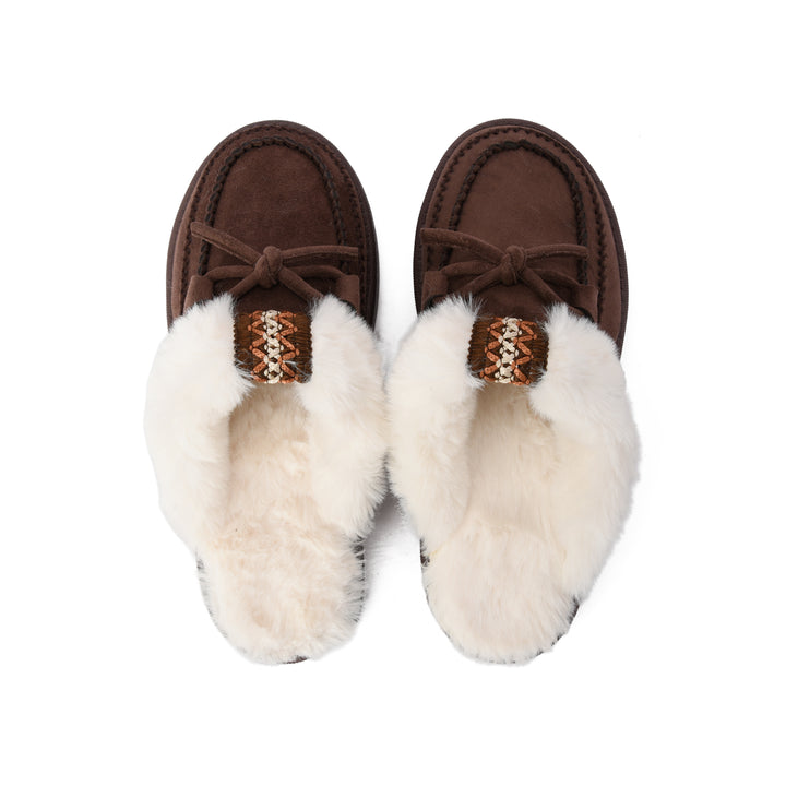 Brava Cozy Noir Fur Mule- Brown