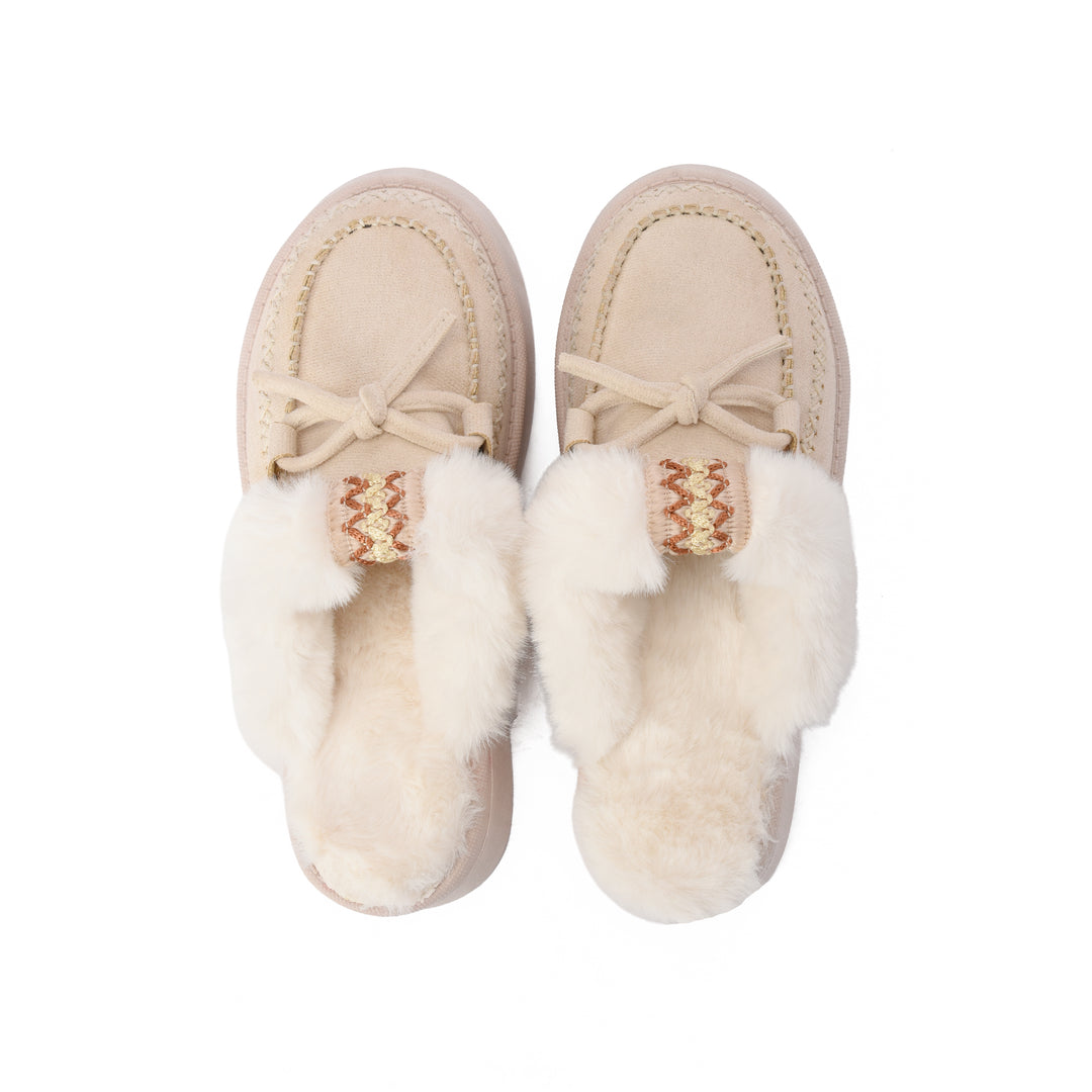 Brava Cozy Noir Fur Mule- Beige