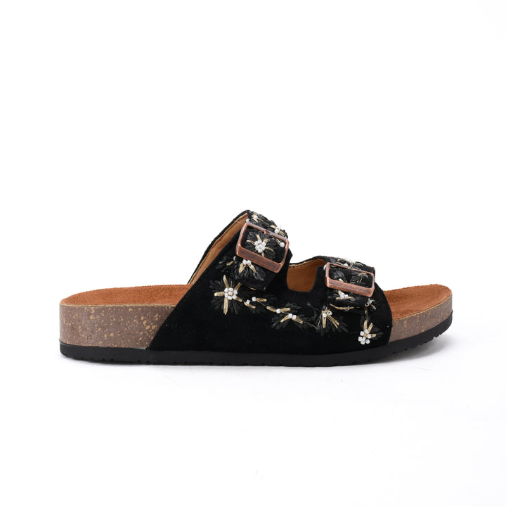 Brava Black Fleuré Slipper