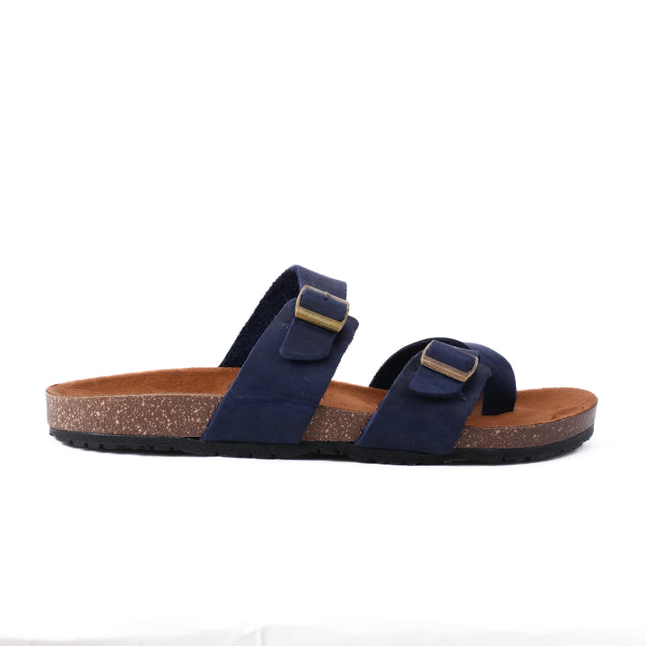 Double Buckled Toe Slipper Blue