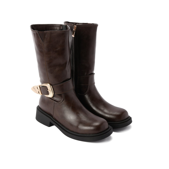 Brava Rebel Buckle Mid Boot- Brown