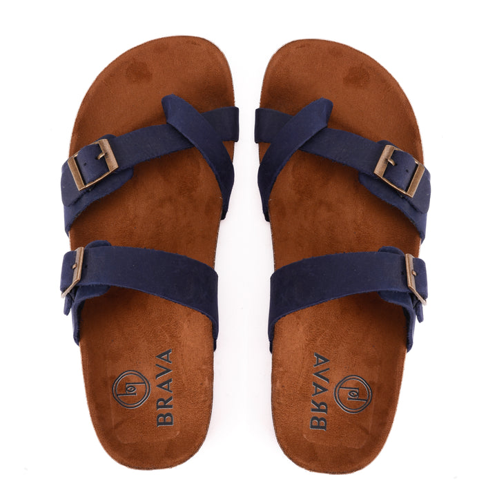 Double Buckled Toe Slipper Blue