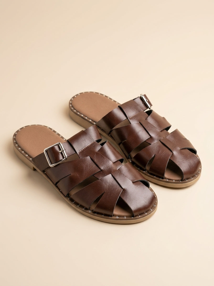 Brava Alessandra Woven Slides- Brown