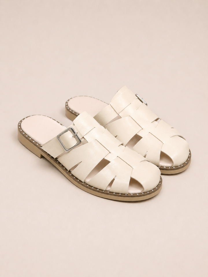 Brava Alessandra Woven Slides- Beige
