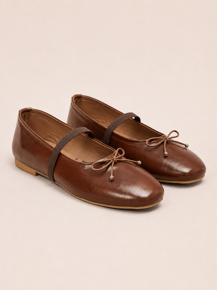 Brava Sofia Mary Jane Flats- Brown