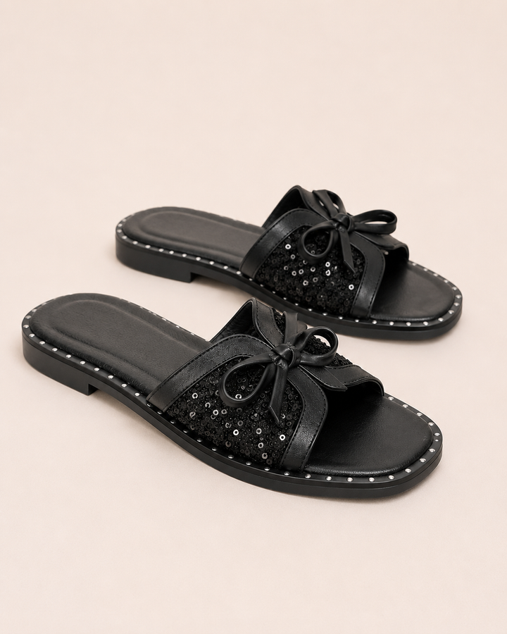 Brava Aurora Sequin Slides- Black