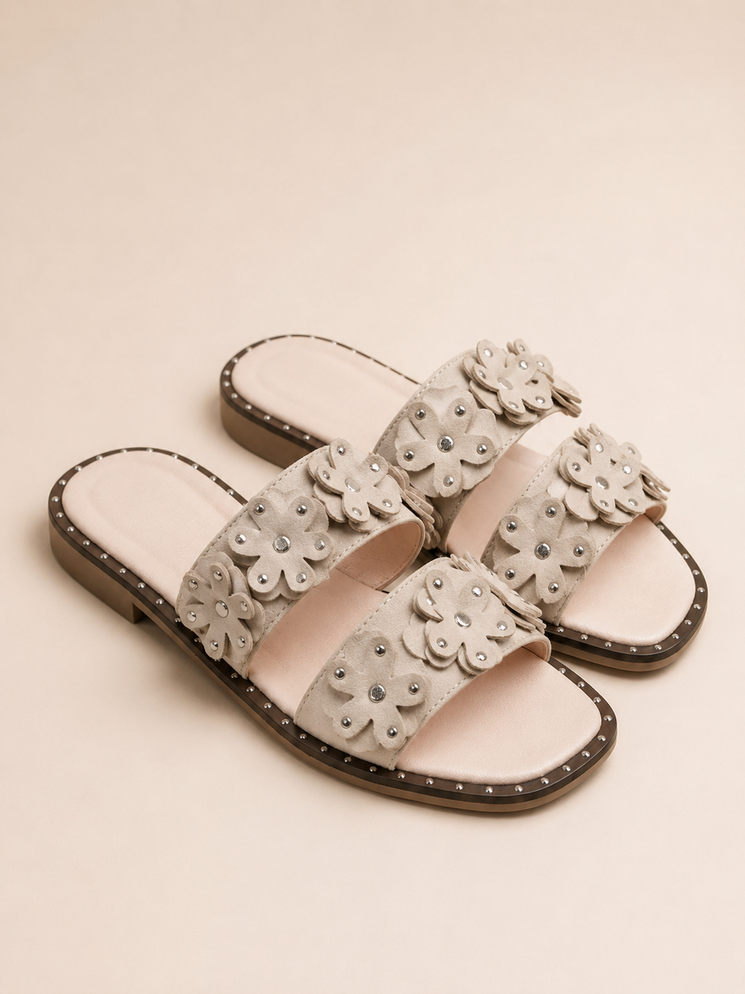 Brava Rosalie Floral Slides- Beige