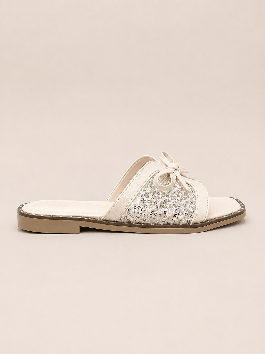 Brava Aurora Sequin Slides- Beige