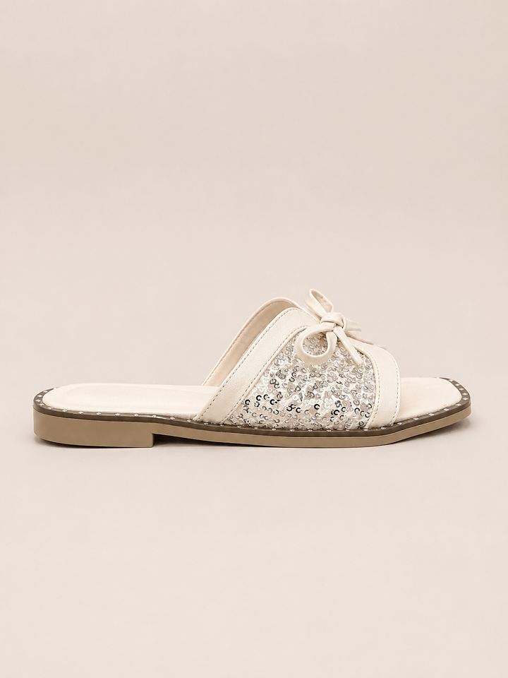 Brava Aurora Sequin Slides- Beige