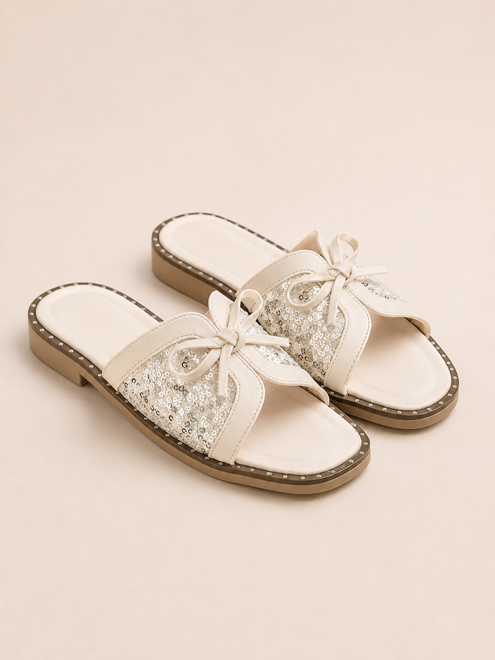 Brava Aurora Sequin Slides- Beige