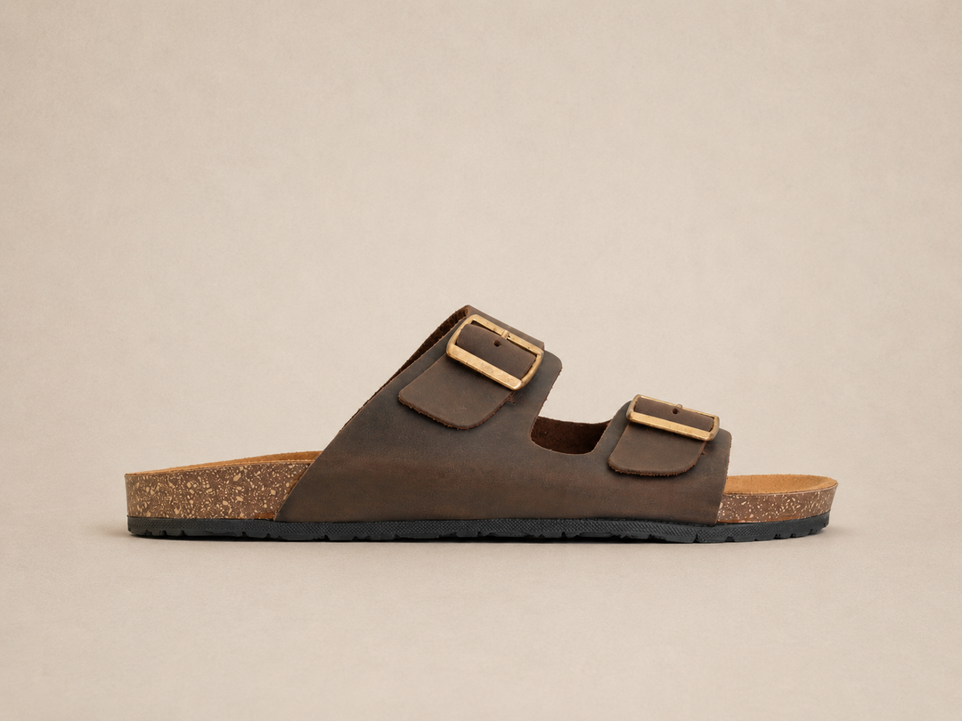 Arizona Double Buckle Men Style Slipper Brown