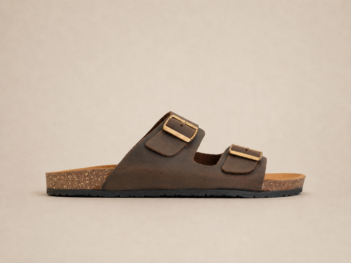 Arizona Double Buckle Men Style Slipper Brown