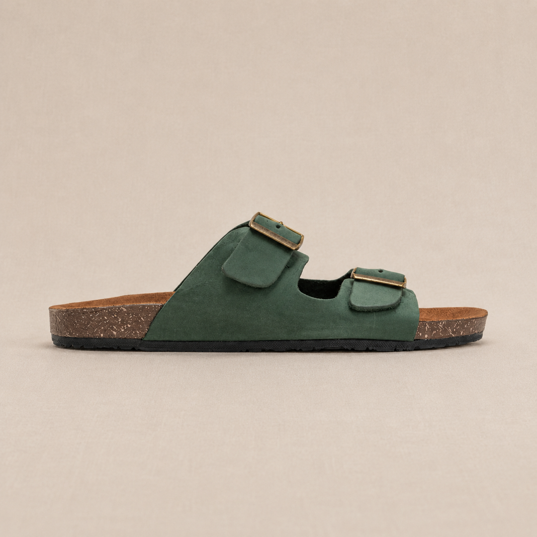 Arizona Double Buckle Men Style Slipper Green
