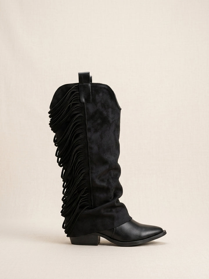 Brava Sienna Fringe Boots- Black