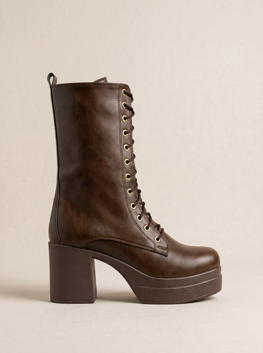 Brava Valentina Lace-Up Boots- Brown