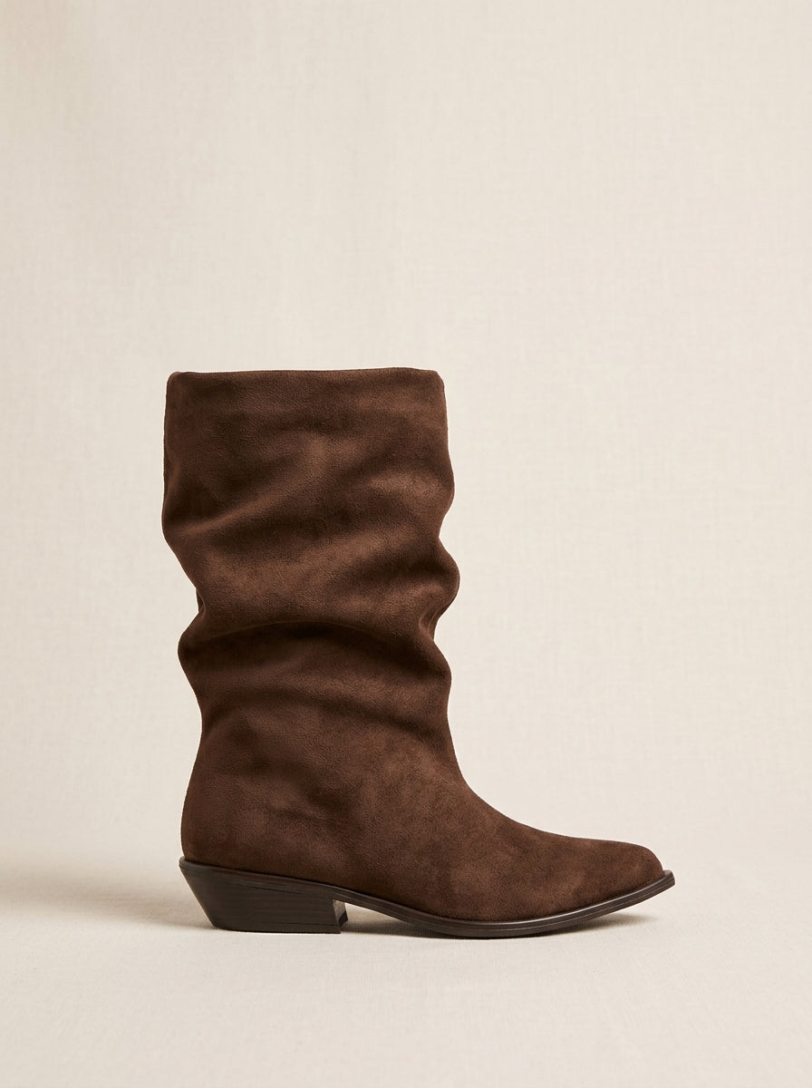 Brava Alessia Slouch Boots - Brown Suede