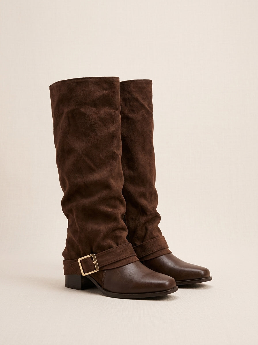 Brava Aurora Slouch Boots- Brown Suede