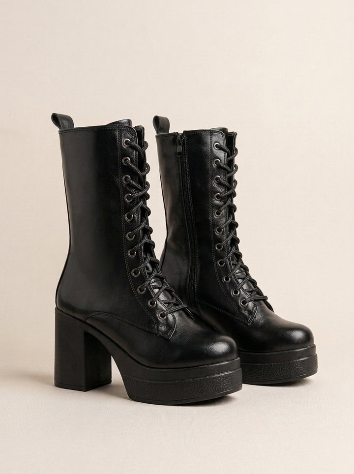 Brava Valentina Lace-Up Boots- Black