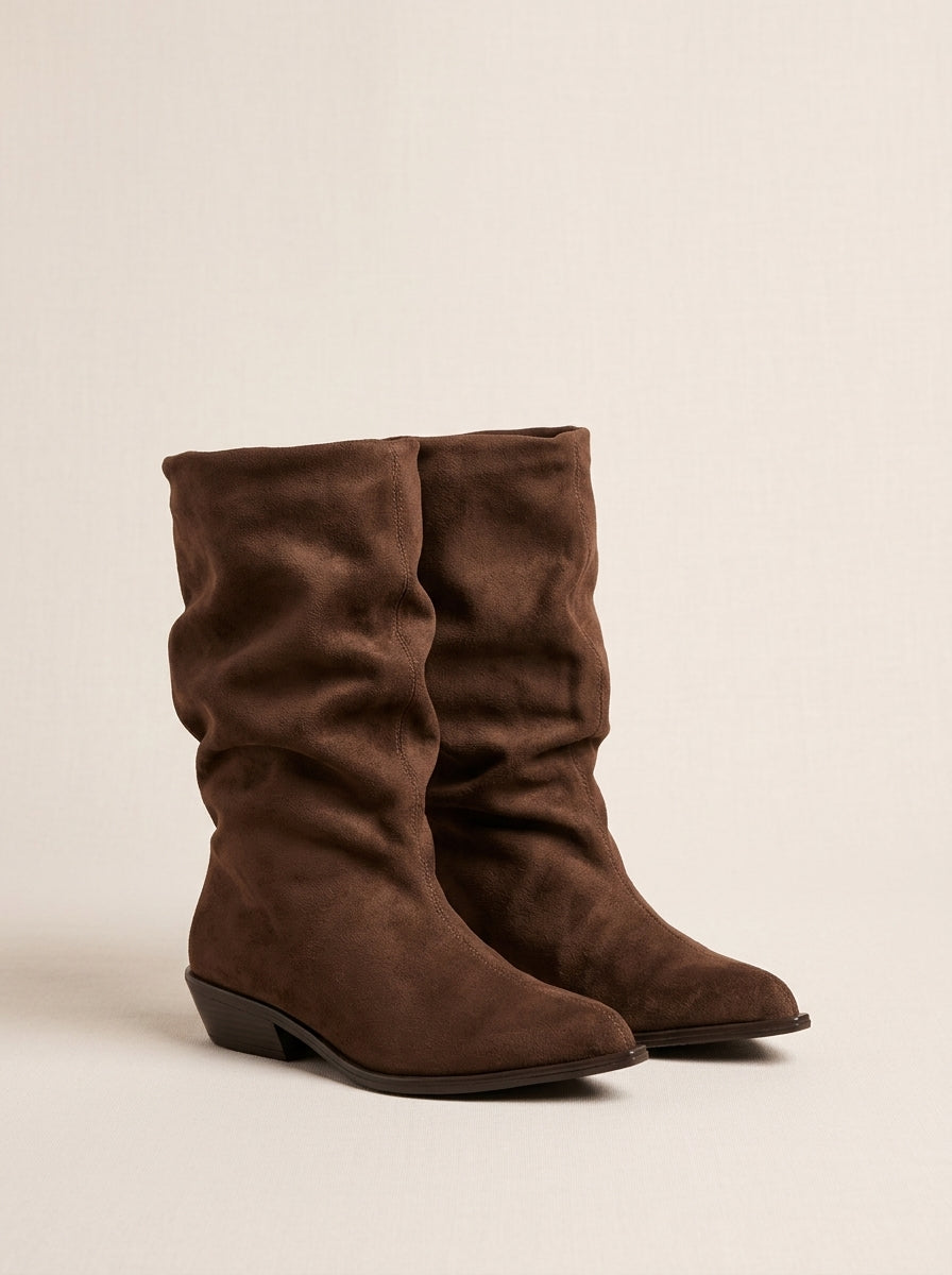 Brava Alessia Slouch Boots - Brown Suede