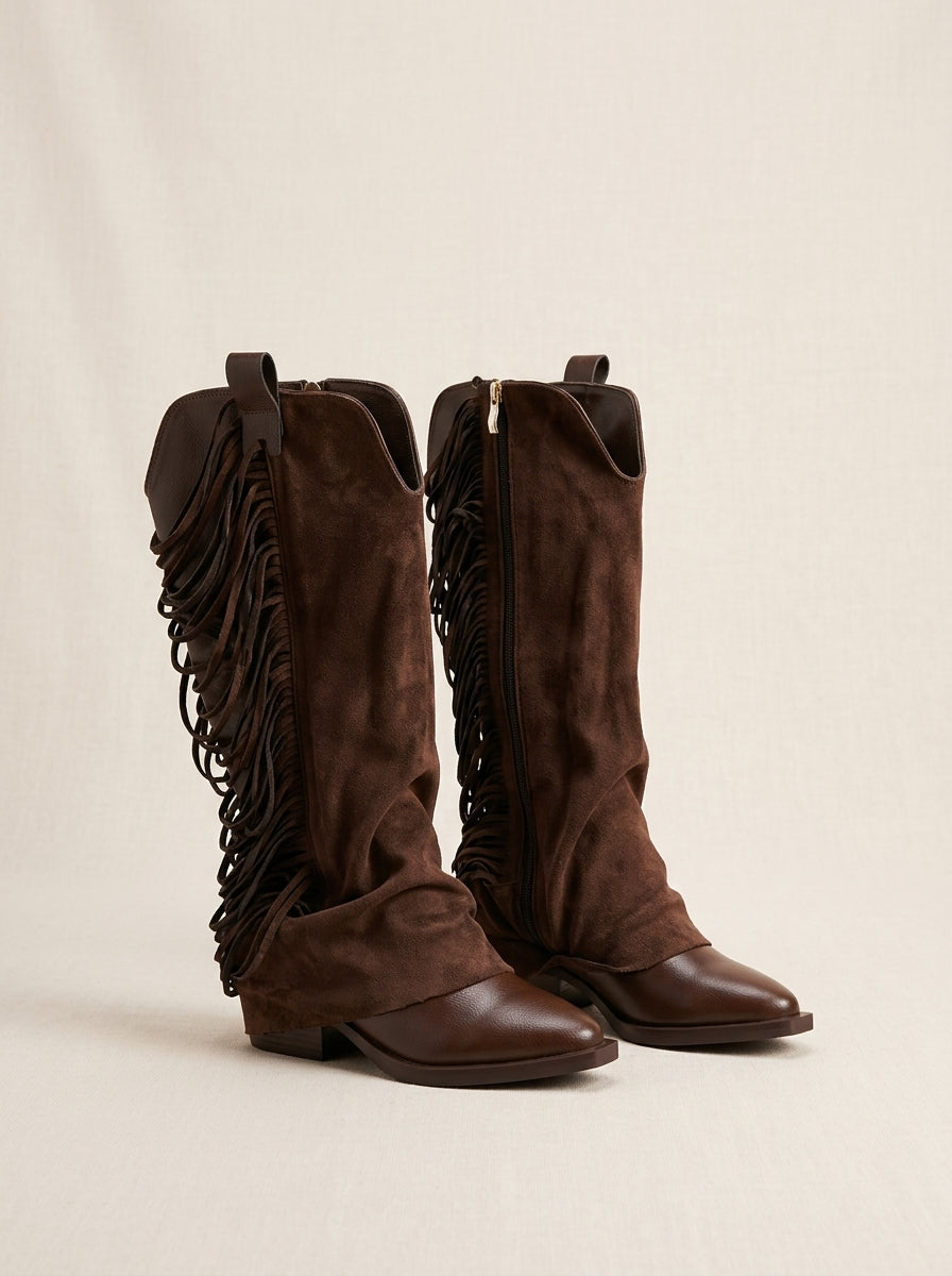 Brava Sienna Fringe Boots- Brown