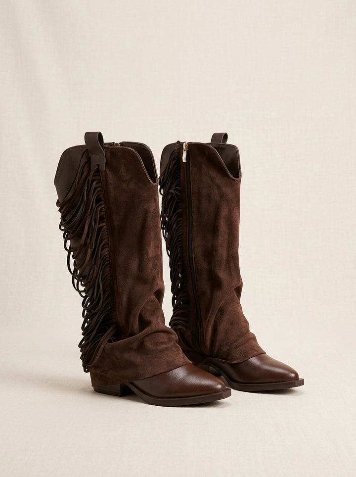 Brava Sienna Fringe Boots- Brown