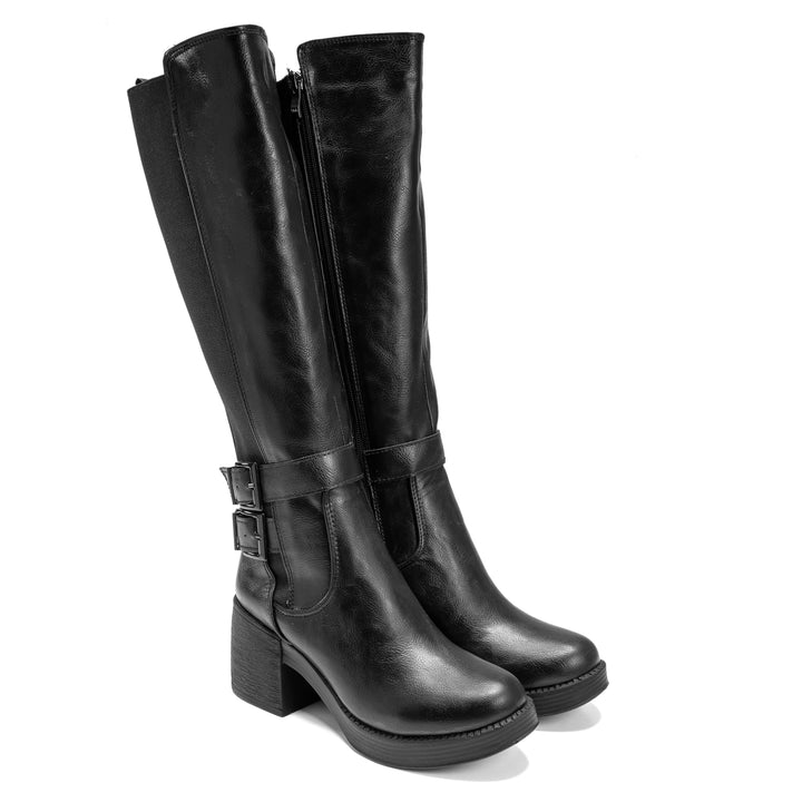 Brava Black Double Buckled Boot