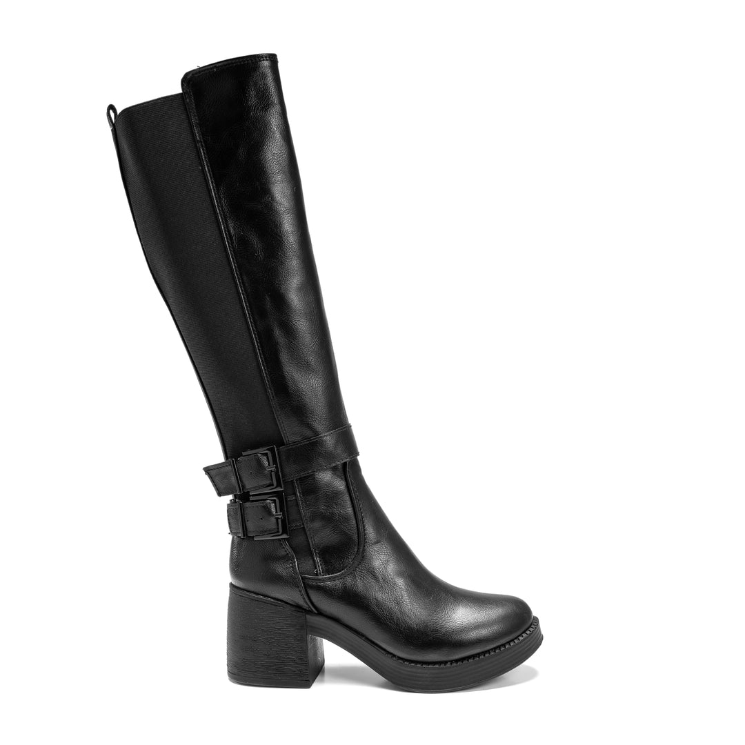 Brava Black Double Buckled Boot