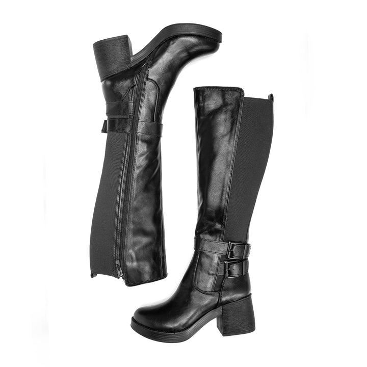 Brava Black Double Buckled Boot