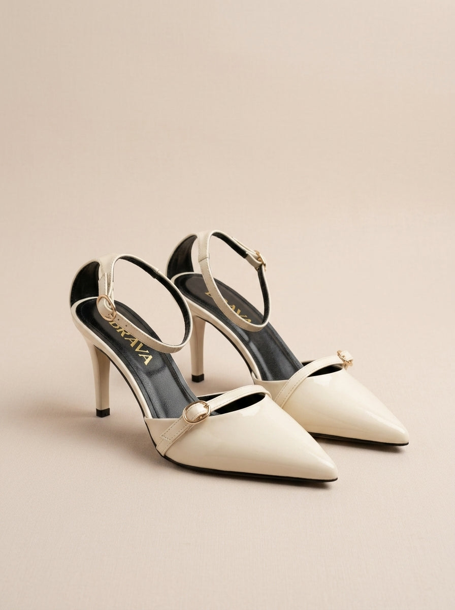 Brava Emilia Patent Heels- Beige