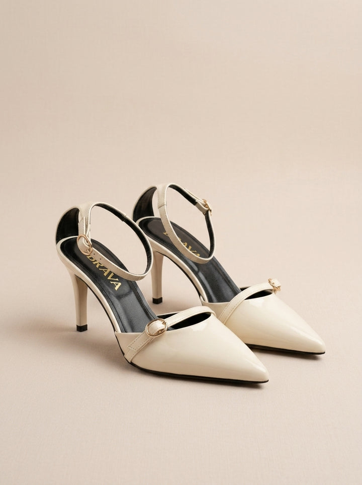 Brava Emilia Patent Heels- Beige