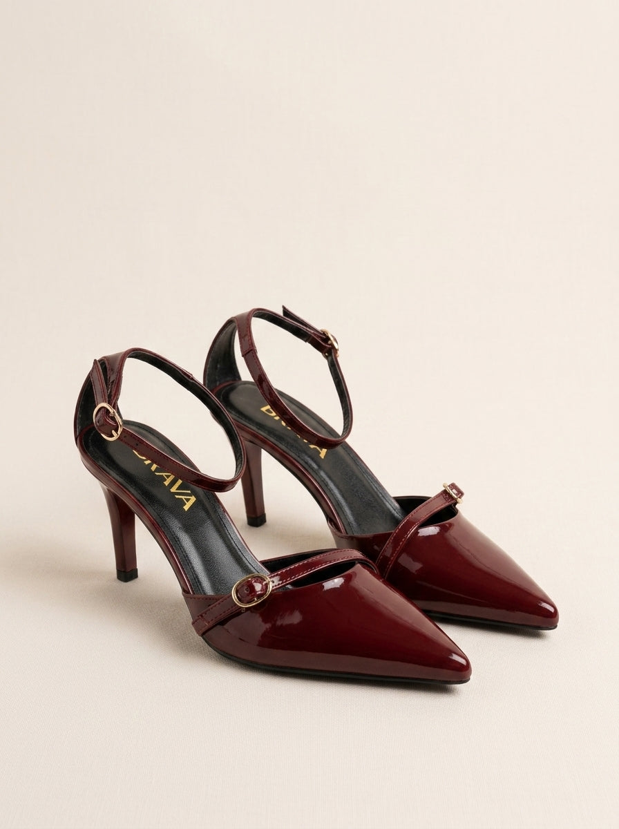 Brava Emilia Patent Heels- Maroon