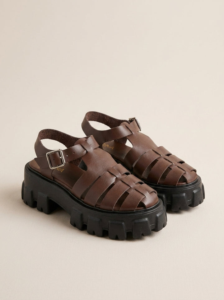 Brava Sienna Fisherman Sandals- Brown