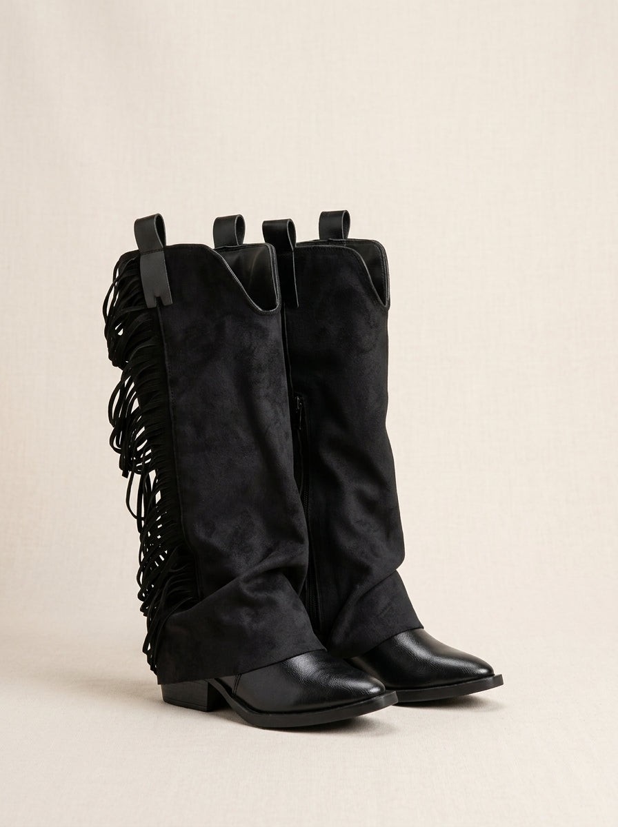 Brava Sienna Fringe Boots- Black