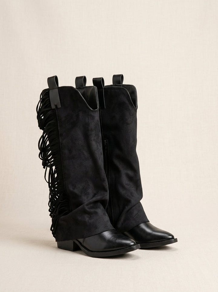 Brava Sienna Fringe Boots- Black