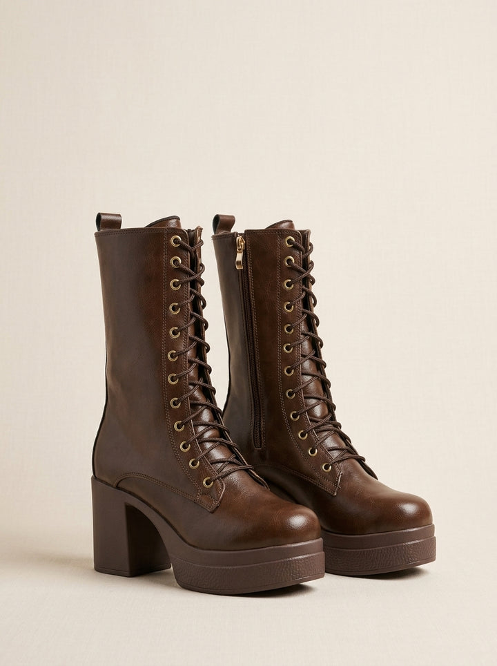 Brava Valentina Lace-Up Boots- Brown
