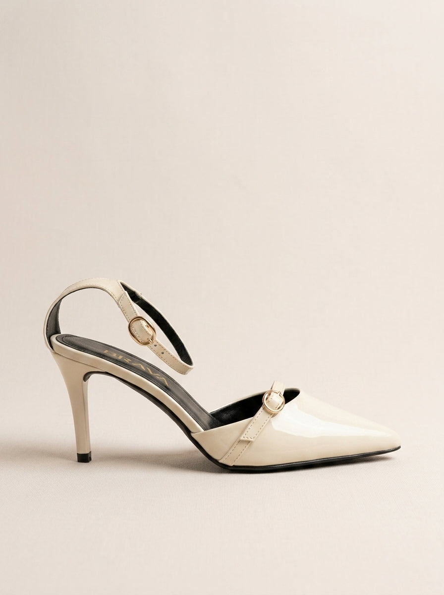 Brava Emilia Patent Heels- Beige
