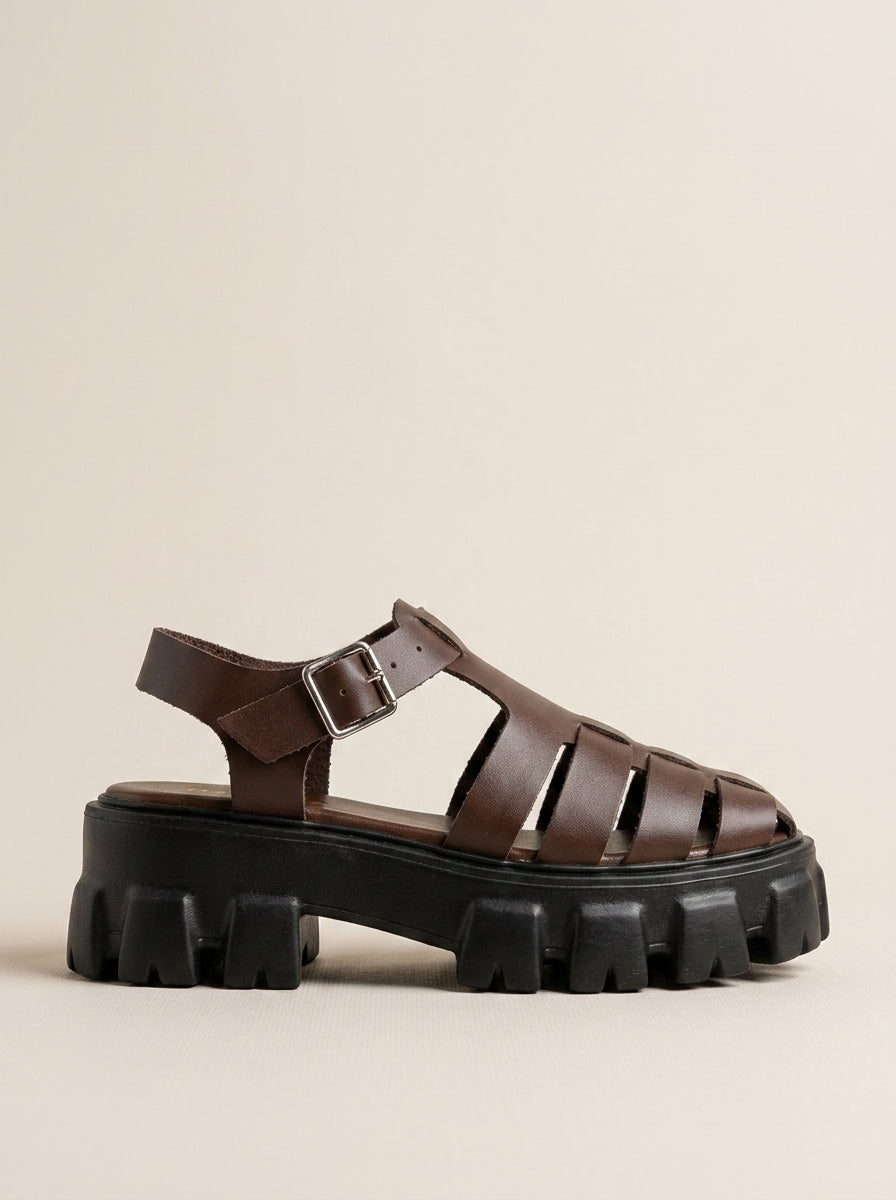Brava Sienna Fisherman Sandals- Brown