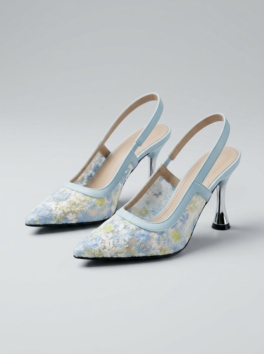 Brava Fiora Slingback Heels-  Sky Mist