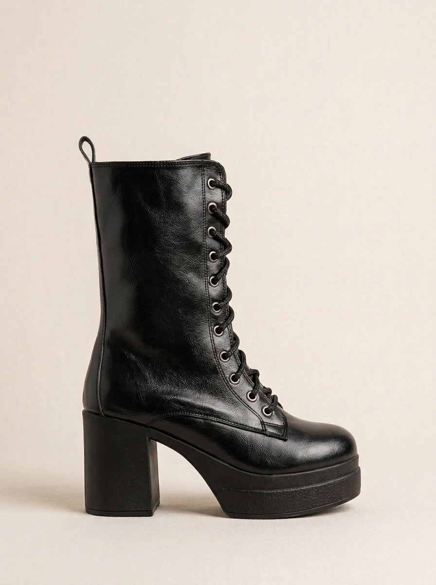 Brava Valentina Lace-Up Boots- Black