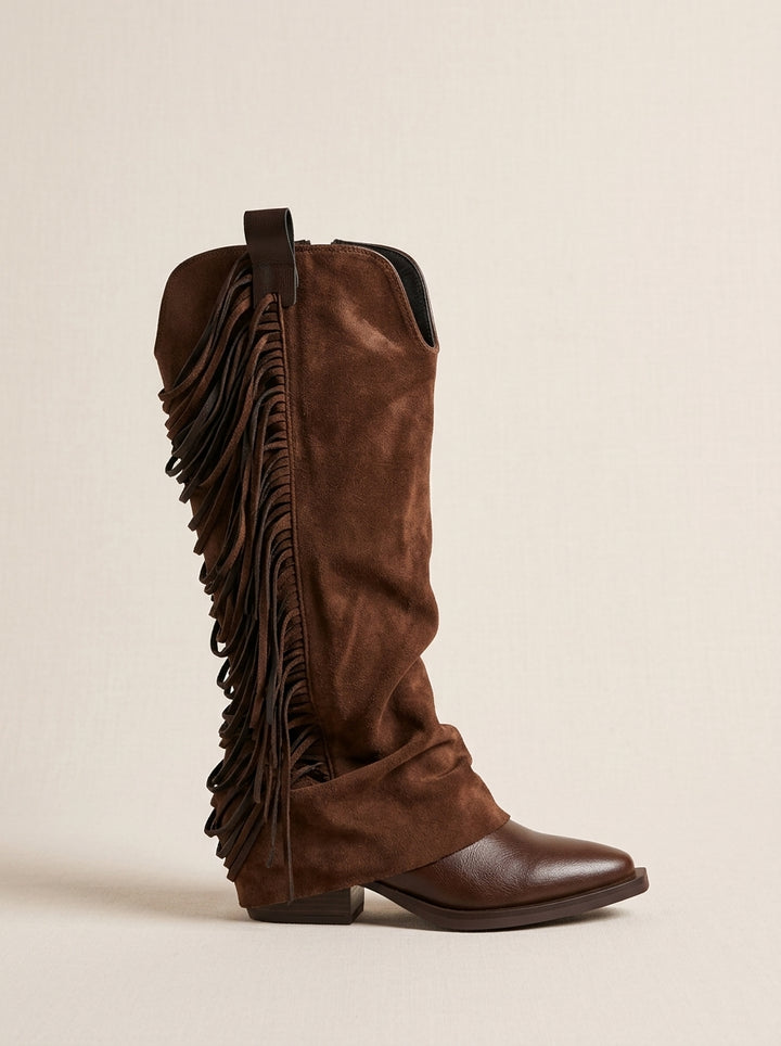 Brava Sienna Fringe Boots- Brown