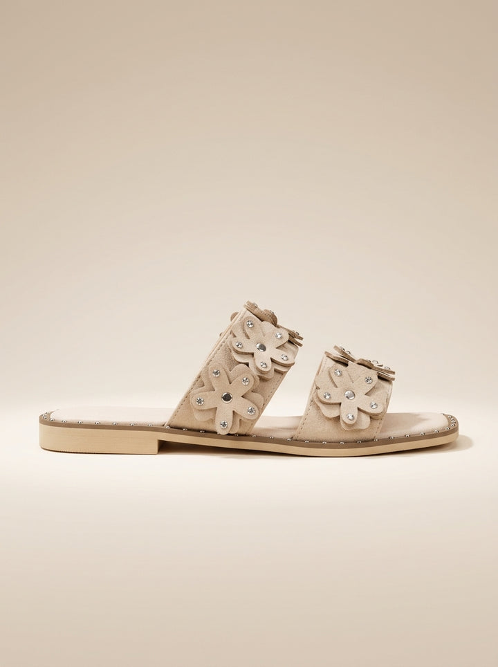 Brava Rosalie Floral Slides- Beige
