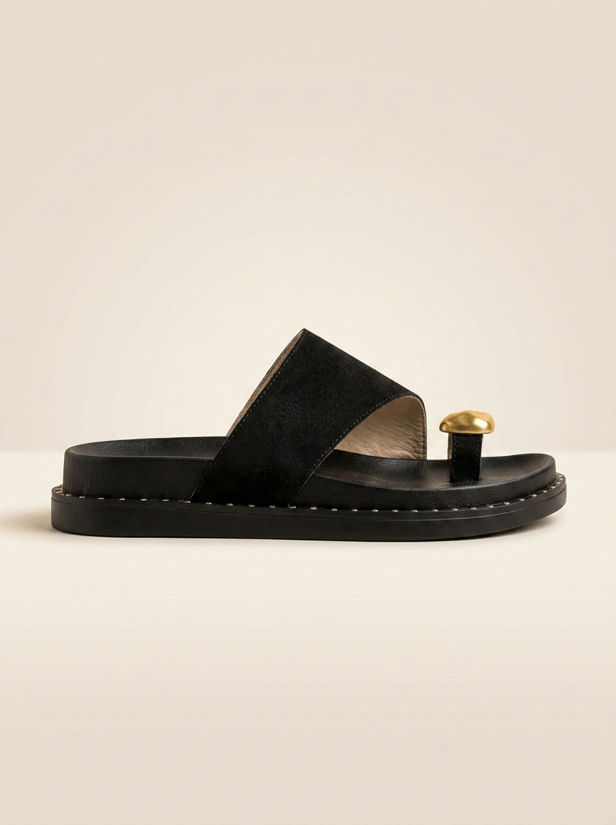 Brava Celeste Gold-Toe Sandals – Black