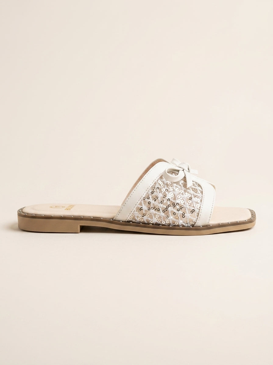 Brava Aurora Sequin Slides- White