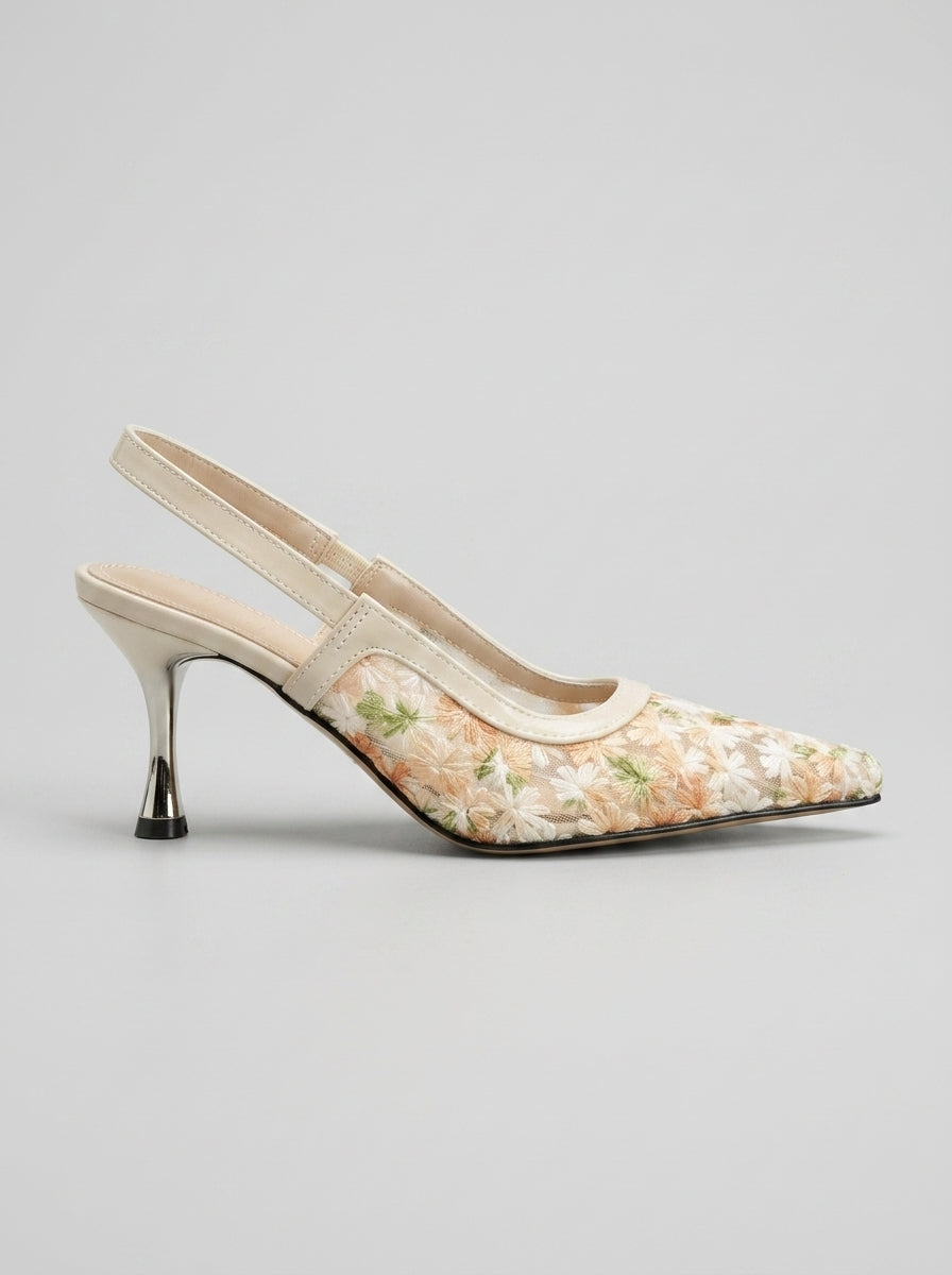 Brava Fiora Slingback Heels-  Soft Ivory